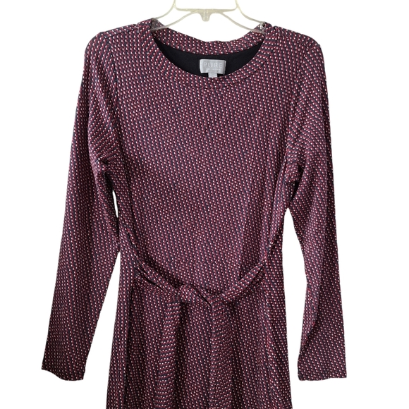 Pure Collection Sz 8/10 Crew-neck Long-Sleeve Tie-Front Lined Jersey Midi Dress - Picture 9 of 16